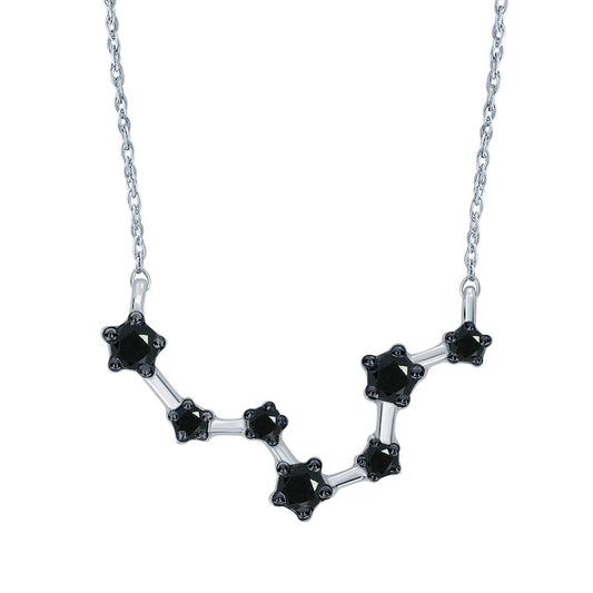 0.2 CT. T.W. Enhanced Black Natural Diamond Pisces Constellation Necklace in Sterling Silver