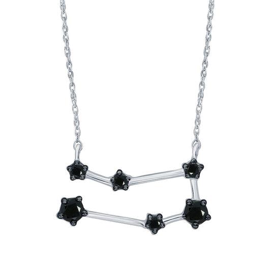 0.2 CT. T.W. Enhanced Black Natural Diamond Gemini Constellation Necklace in Sterling Silver
