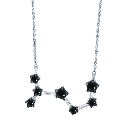 0.2 CT. T.W. Enhanced Black Natural Diamond Scorpio Constellation Necklace in Sterling Silver