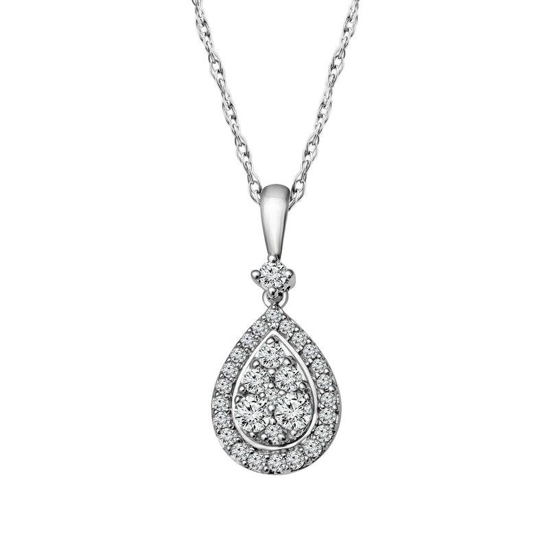 0.33 CT. T.W. Composite Natural Diamond Pear Pendant in 10K White Gold