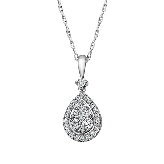 0.33 CT. T.W. Composite Natural Diamond Pear Pendant in 10K White Gold