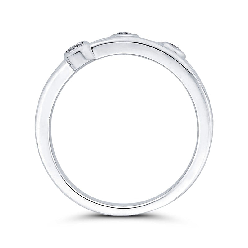 0.13 CT. T.W. Natural Diamond Three Stone Triple Row Ring in Solid 10K White Gold