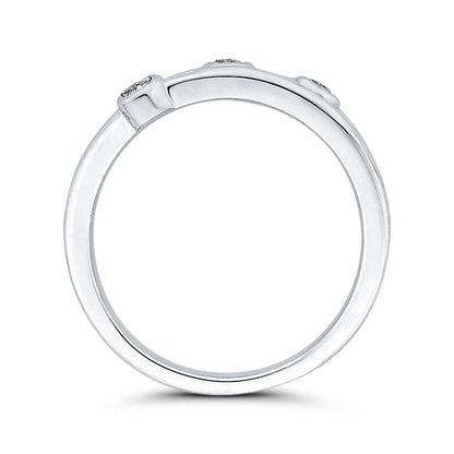 0.13 CT. T.W. Natural Diamond Three Stone Triple Row Ring in Solid 10K White Gold