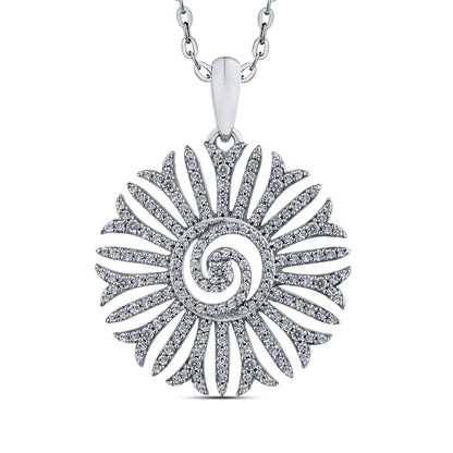 1 CT. T.W. Natural Diamond Swirl Flower Pendant in 10K White Gold