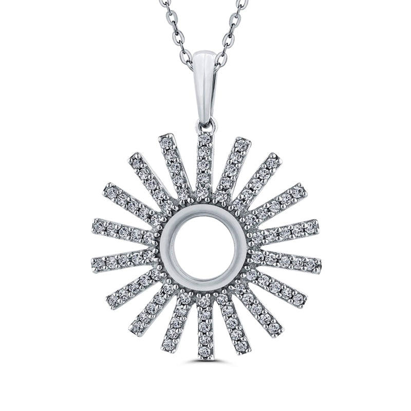 0.33 CT. T.W. Natural Diamond Sun Ray Pendant in 10K White Gold