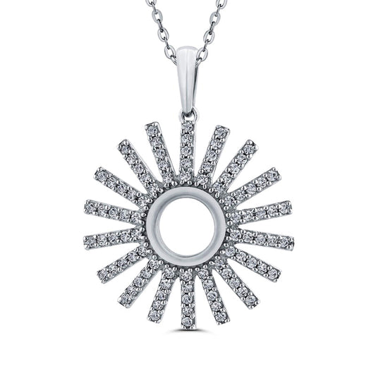 0.33 CT. T.W. Natural Diamond Sun Ray Pendant in 10K White Gold