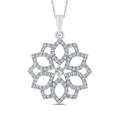 0.5 CT. T.W. Natural Diamond Flower Pendant in 10K White Gold