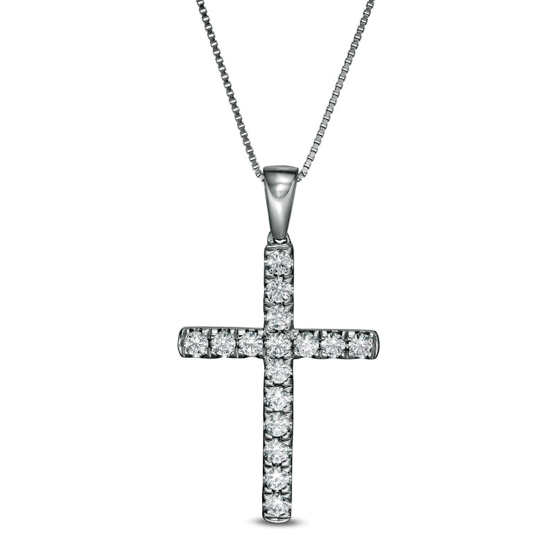 0.5 CT. T.W. Certified Lab-Created Diamond Cross Pendant in 14K White Gold (F/SI2)