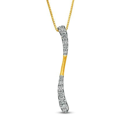 0.5 CT. T.W. Journey Natural Diamond Wave Pendant in 10K Yellow Gold