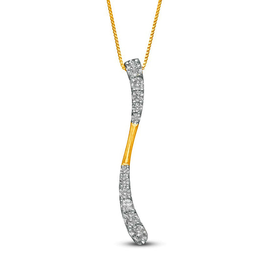0.88 CT. T.W. Journey Natural Diamond Wave Pendant in 10K Yellow Gold