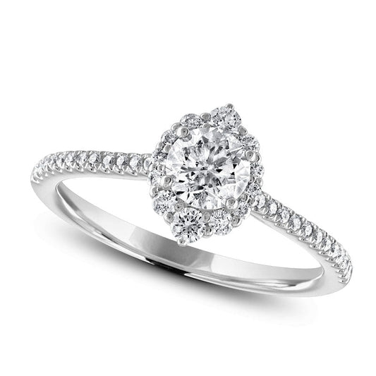 0.75 CT. T.W. Natural Diamond Elongated Ornate Frame Engagement Ring in Solid 14K White Gold
