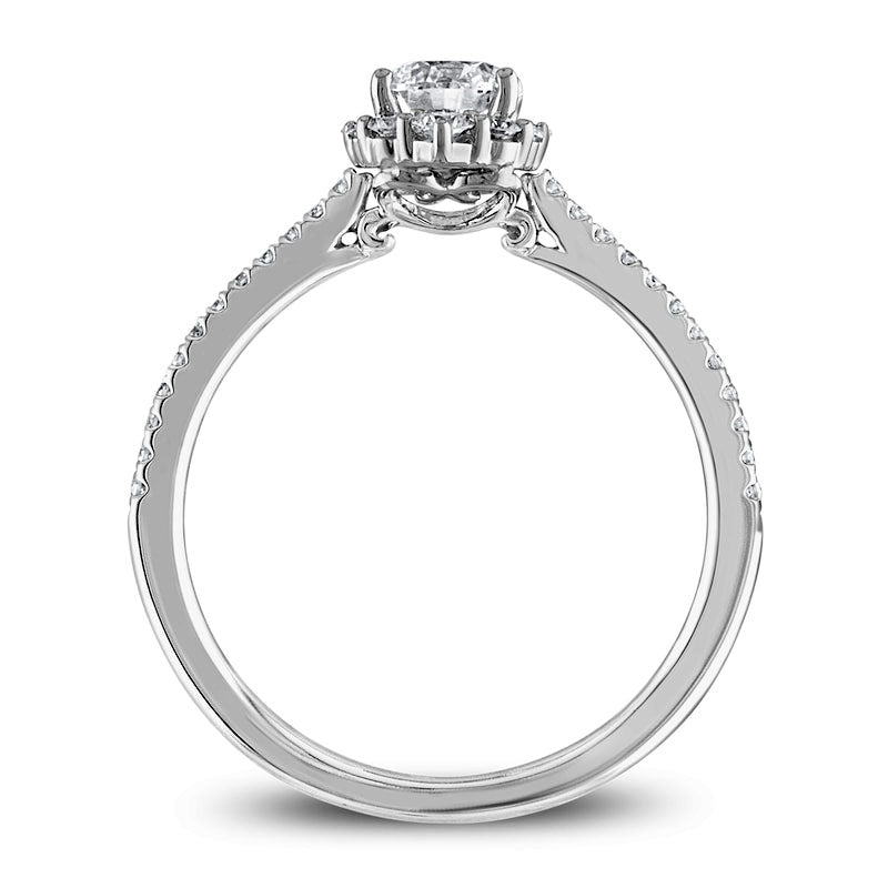 0.75 CT. T.W. Natural Diamond Elongated Ornate Frame Engagement Ring in Solid 14K White Gold
