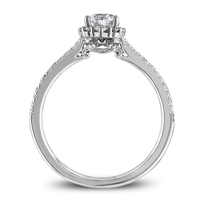 0.75 CT. T.W. Natural Diamond Elongated Ornate Frame Engagement Ring in Solid 14K White Gold