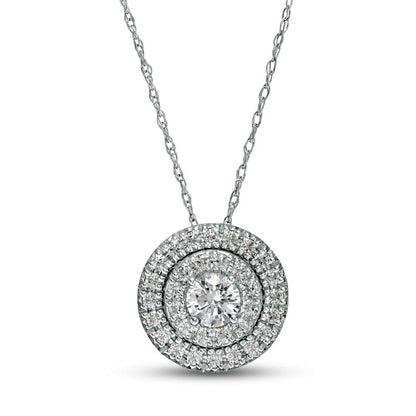 0.5 CT. T.W. Natural Diamond Double Frame Pendant in 10K White Gold