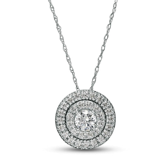 0.5 CT. T.W. Natural Diamond Double Frame Pendant in 10K White Gold
