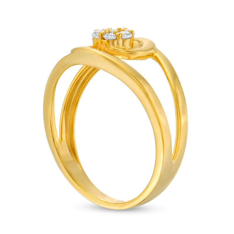 0.17 CT. T.W. Composite Natural Diamond Split Shank Ring in Solid 10K Yellow Gold