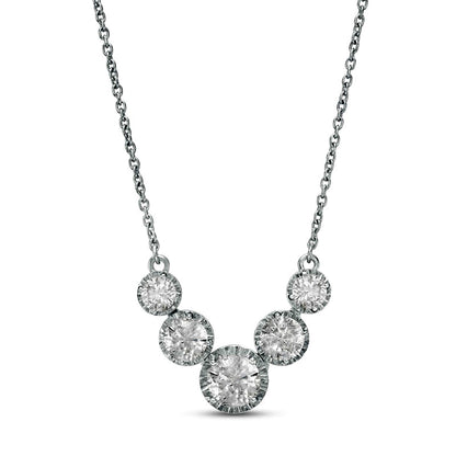 Natural Diamonds Amplified 1 CT. T.W. Natural Diamond Five Stone Necklace in 10K White Gold