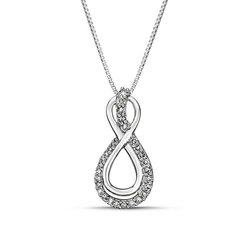0.17 CT. T.W. Natural Diamond Linear Ribbon Infinity Pendant in 10K White Gold