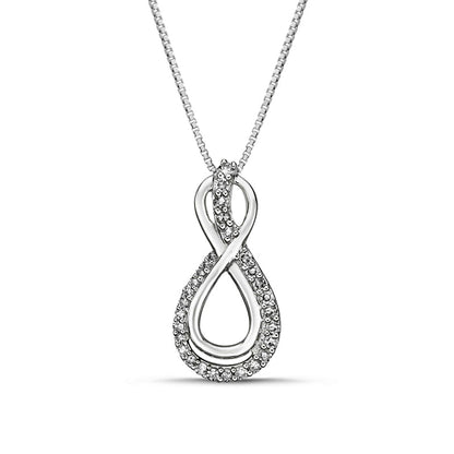 0.17 CT. T.W. Natural Diamond Linear Ribbon Infinity Pendant in 10K White Gold