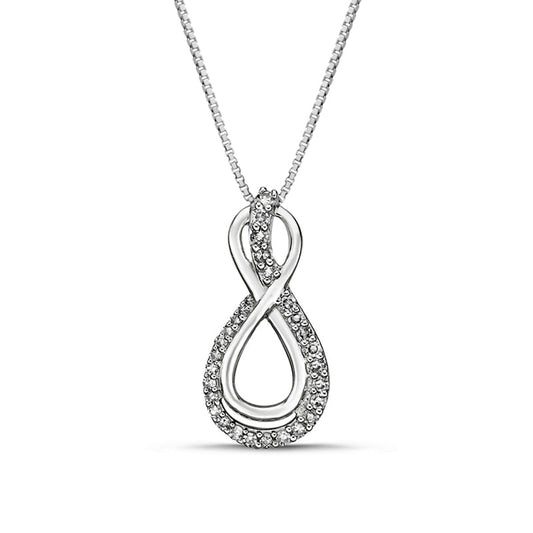 0.17 CT. T.W. Natural Diamond Linear Ribbon Infinity Pendant in 10K White Gold