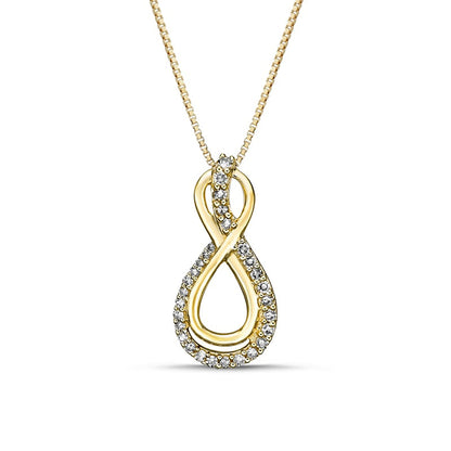 0.17 CT. T.W. Natural Diamond Linear Ribbon Infinity Pendant in 10K Yellow Gold