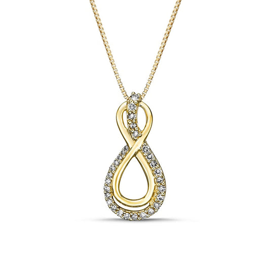 0.17 CT. T.W. Natural Diamond Linear Ribbon Infinity Pendant in 10K Yellow Gold