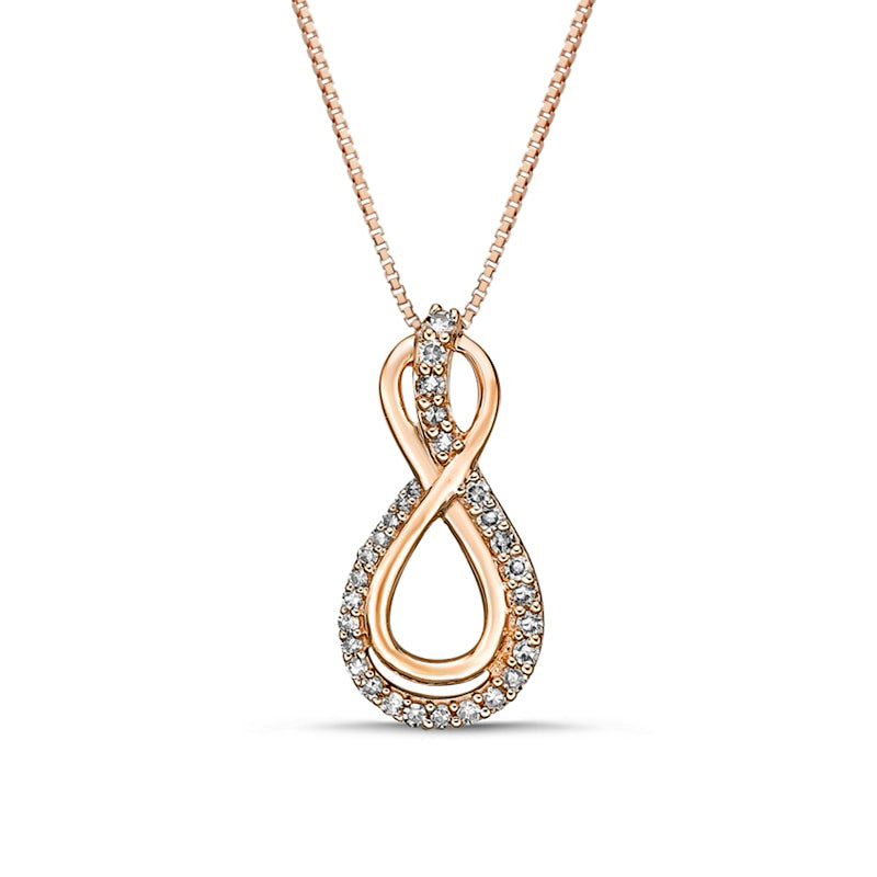 0.17 CT. T.W. Natural Diamond Linear Ribbon Infinity Pendant in 10K Rose Gold