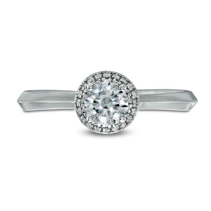 0.50 CT. T.W. Natural Diamond Rounded Frame Engagement Ring in Solid 10K White Gold