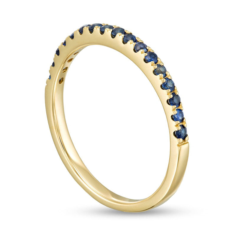 Blue Sapphire Petite Stackable Band in Solid 10K Yellow Gold