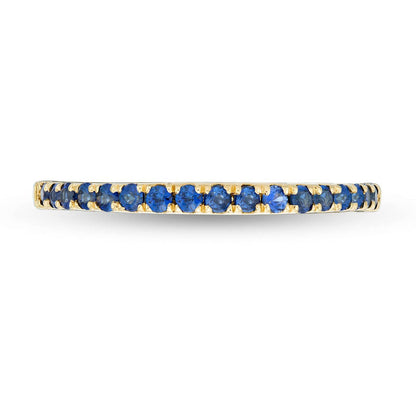 Blue Sapphire Petite Stackable Band in Solid 10K Yellow Gold