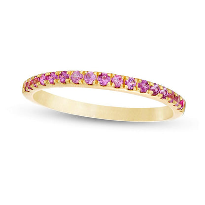 Pink Sapphire Petite Stackable Band in Solid 10K Yellow Gold