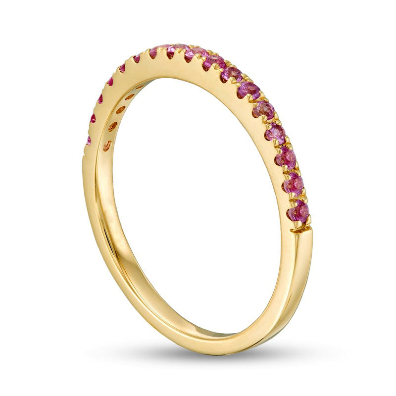 Pink Sapphire Petite Stackable Band in Solid 10K Yellow Gold