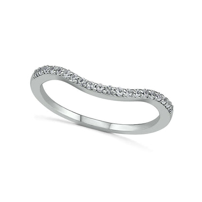 7.0mm White Lab-Created Sapphire Geometric Pointed Split Shank Bridal Engagement Ring Set in Sterling Silver