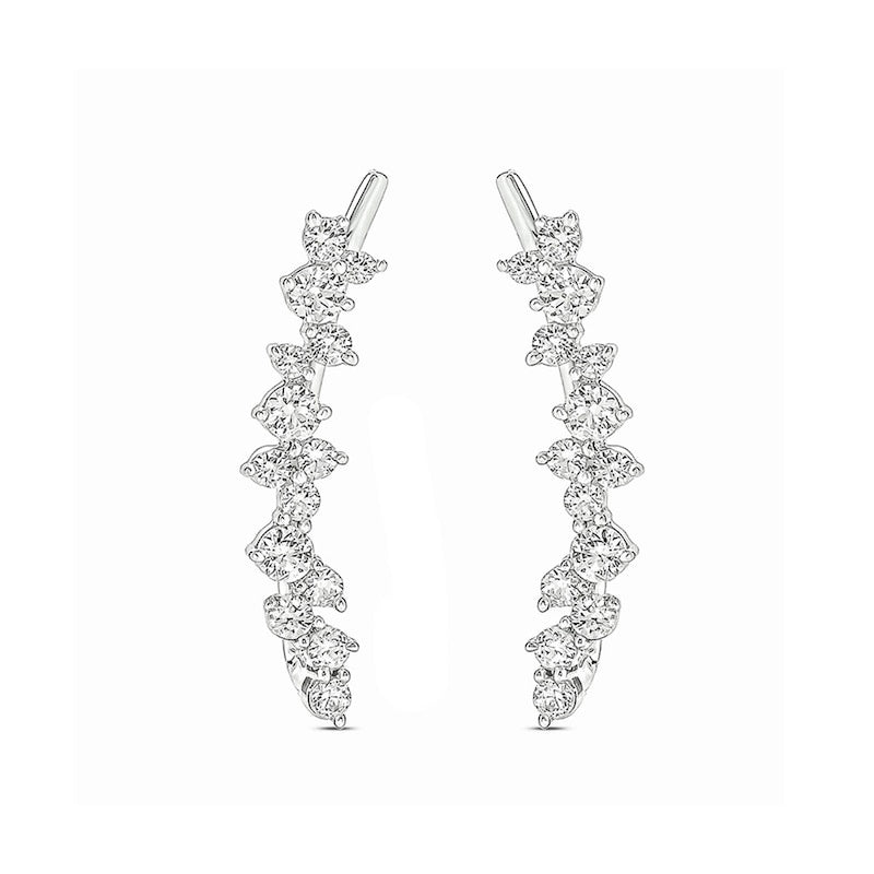 0.5 CT. T.W. Diamond Scattered Crawler Earrings in 10K White Gold