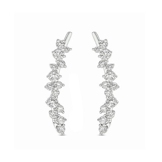 0.5 CT. T.W. Diamond Scattered Crawler Earrings in 10K White Gold