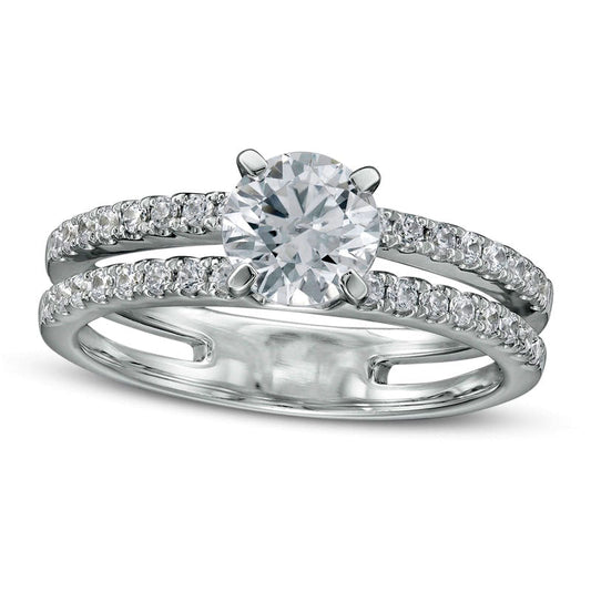 1.25 CT. T.W. Natural Diamond Split Shank Engagement Ring in Solid 14K White Gold (I/I2)