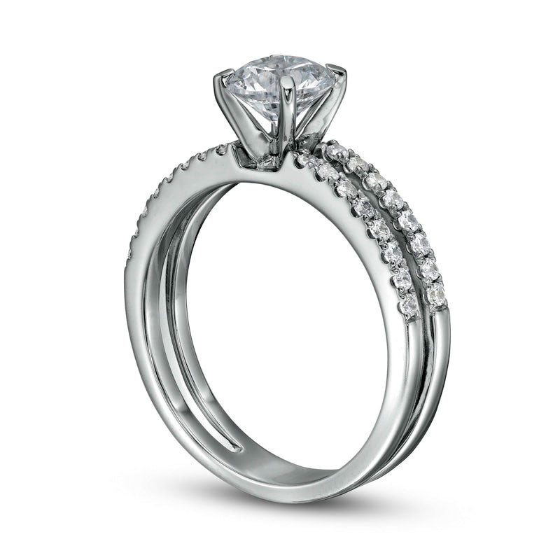 1.25 CT. T.W. Natural Diamond Split Shank Engagement Ring in Solid 14K White Gold (I/I2)