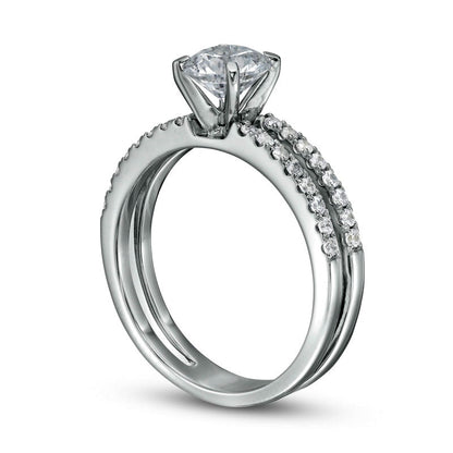 1.25 CT. T.W. Natural Diamond Split Shank Engagement Ring in Solid 14K White Gold (I/I2)
