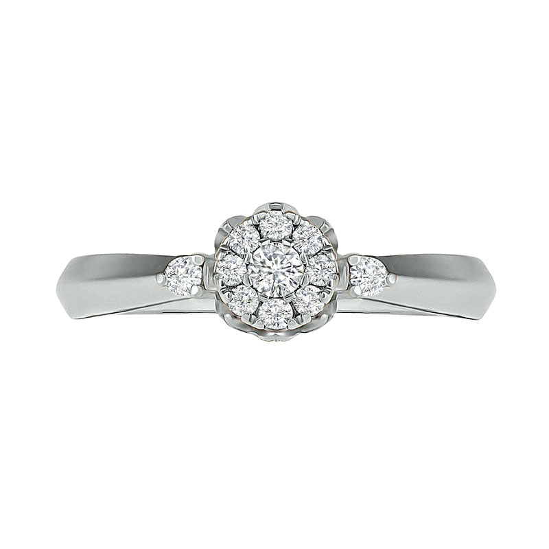 0.33 CT. T.W. Composite Natural Diamond Bridal Engagement Ring Set in Solid 10K White Gold