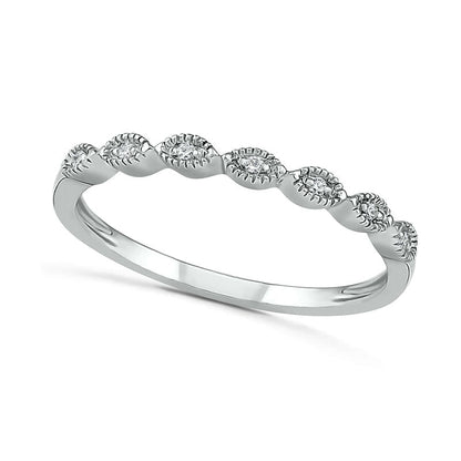 0.25 CT. T.W. Natural Diamond Antique Vintage-Style Scallop Shank Bridal Engagement Ring Set in Sterling Silver