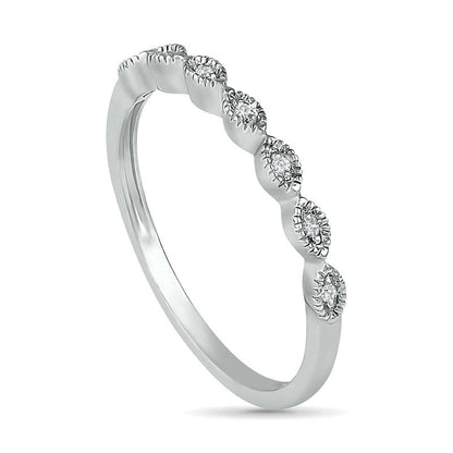 0.25 CT. T.W. Natural Diamond Antique Vintage-Style Scallop Shank Bridal Engagement Ring Set in Sterling Silver