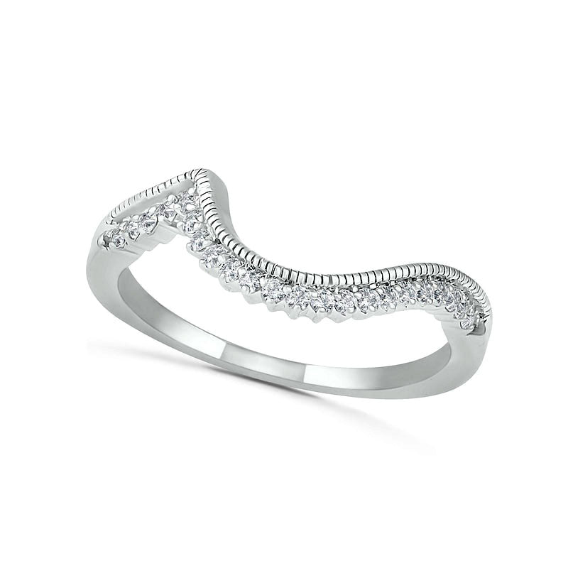 7.0mm White Lab-Created Sapphire Sunburst Bypass Frame Antique Vintage-Style Bridal Engagement Ring Set in Sterling Silver