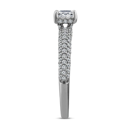 1.0 CT. T.W. Princess-Cut Natural Diamond Engagement Ring in Solid 14K White Gold