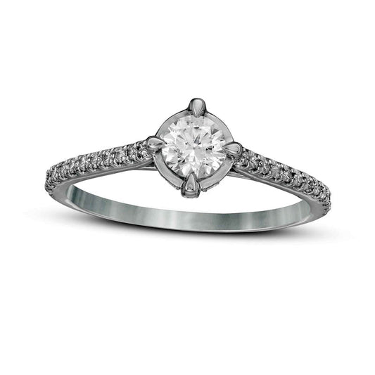 0.75 CT. T.W. Natural Diamond Engagement Ring in Solid 14K White Gold