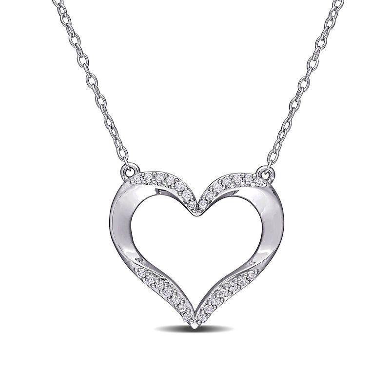 0.13 CT. T.W. Natural Diamond Heart Necklace in Sterling Silver - 17