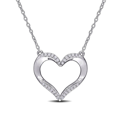 0.13 CT. T.W. Natural Diamond Heart Necklace in Sterling Silver - 17