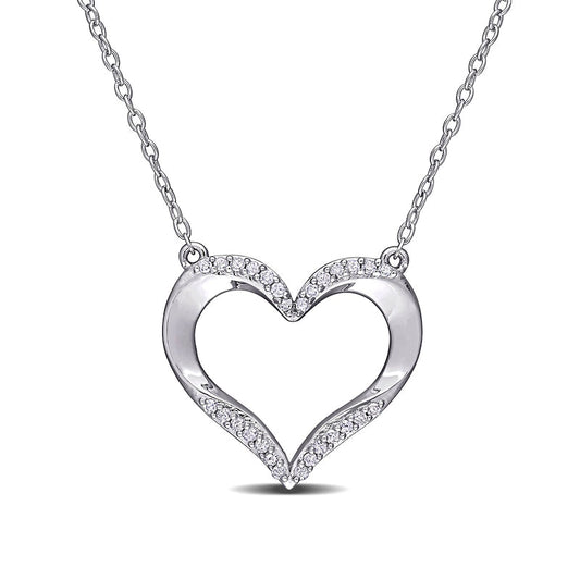 0.13 CT. T.W. Natural Diamond Heart Necklace in Sterling Silver - 17