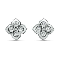 Lab-Created White Sapphire Flower Stud Earrings in Sterling Silver
