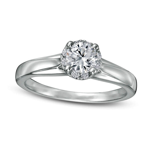 0.75 CT. T.W. Natural Diamond Frame Engagement Ring in Solid 14K White Gold (I/I2)