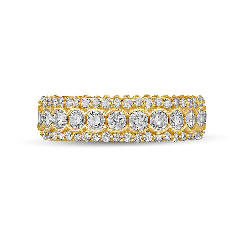 2.0 CT. T.W. Natural Diamond Scallop Edge Antique Vintage-Style Eternity Anniversary Band in Solid 14K Gold
